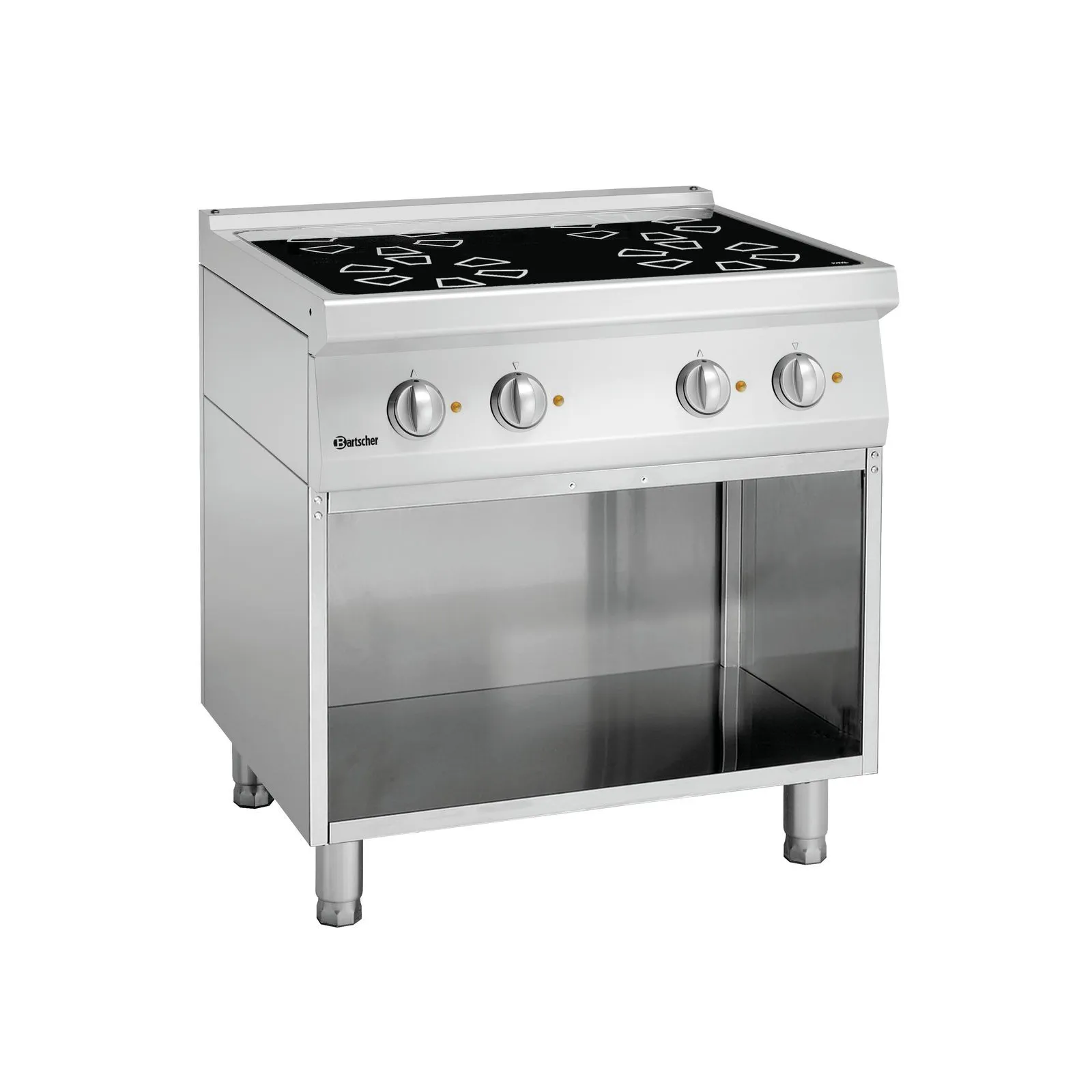 Bartscher 287420 Elektroherd 700 4 Felder UO, Gasherd, 4 Brenner, Edelstahl, Ofen, Glasluke