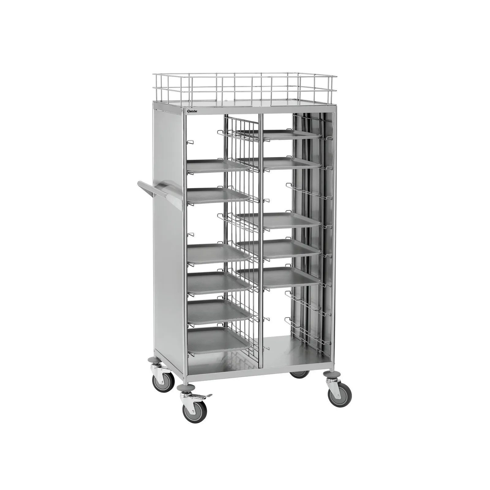 Bartscher 701054 Tablett KN45350-HG Ansicht im Tablettwagen, Backwarenständer, Gastronomiewagen, Metallkonstruktion, Rollwagen, Gitterwände