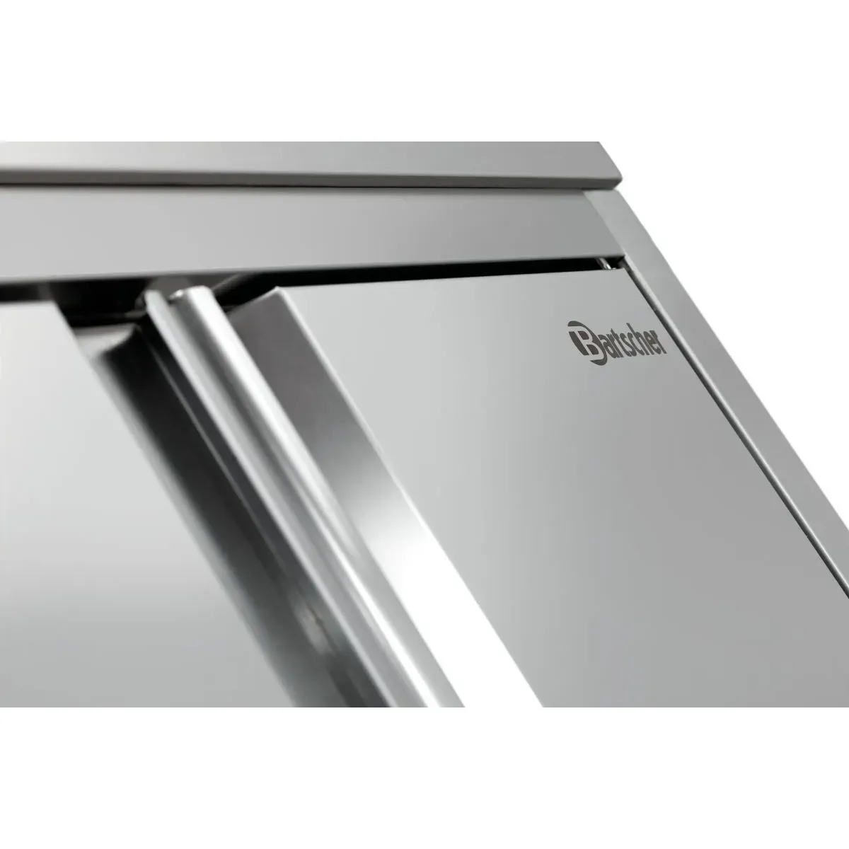 Bartscher 386080 Hochschrank 600 B800 2FT CNS Nahansicht Schiebetür, kitchen, Küchengerät, Edelstahl, Auszug, Marke sichtbar