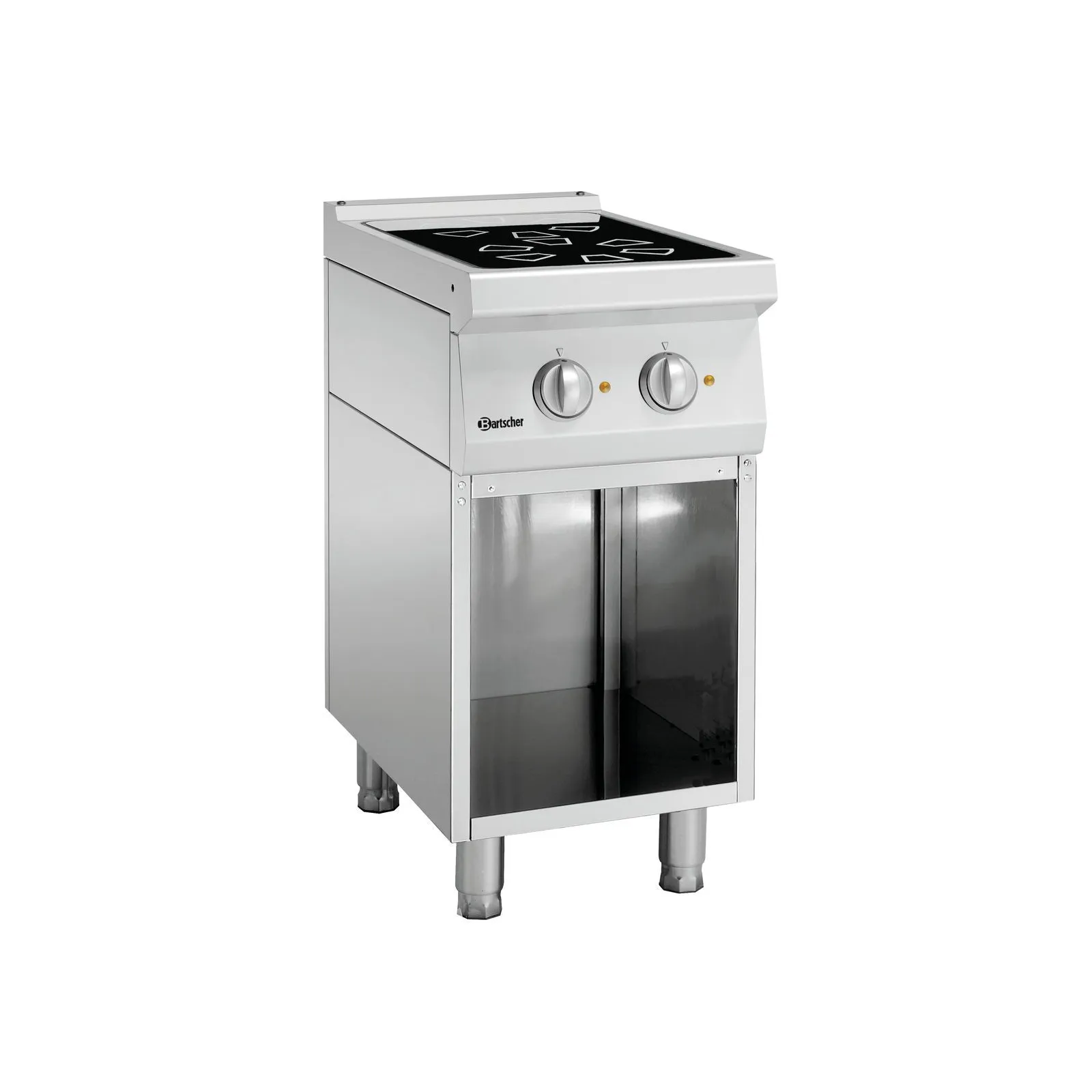 Bartscher 287410 Elektroherd 700 2 Felder UO, Gasherd, Zweikochfeld, Edelstahl, Ofen】Kabinett, verstellbare Beine