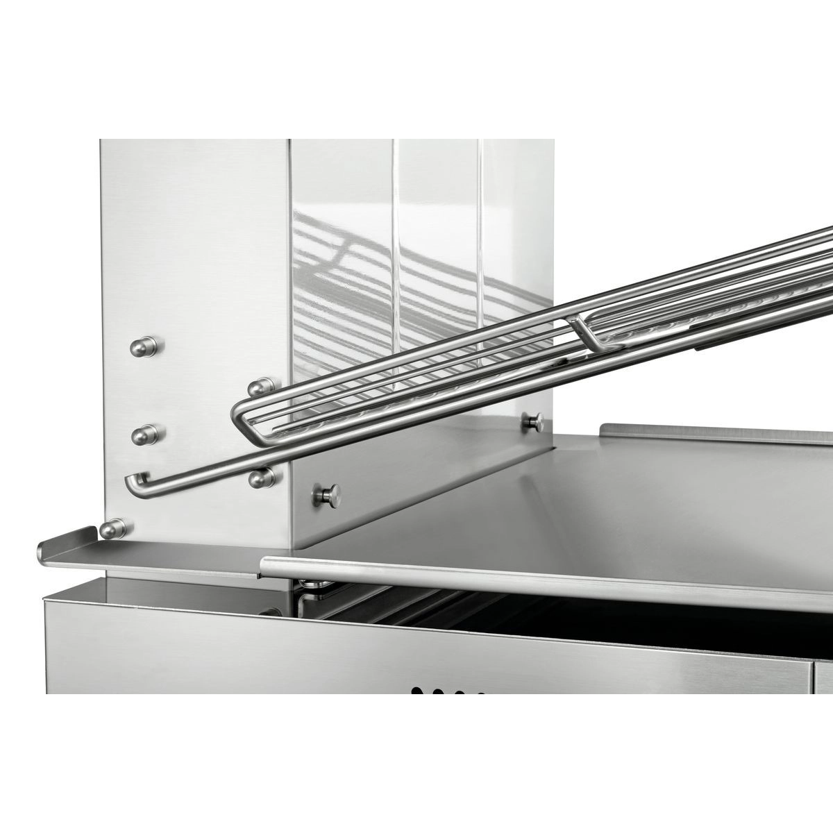 Bartscher 101548 Salamander Ansicht seitlich der Höhenverstellung des Gitters