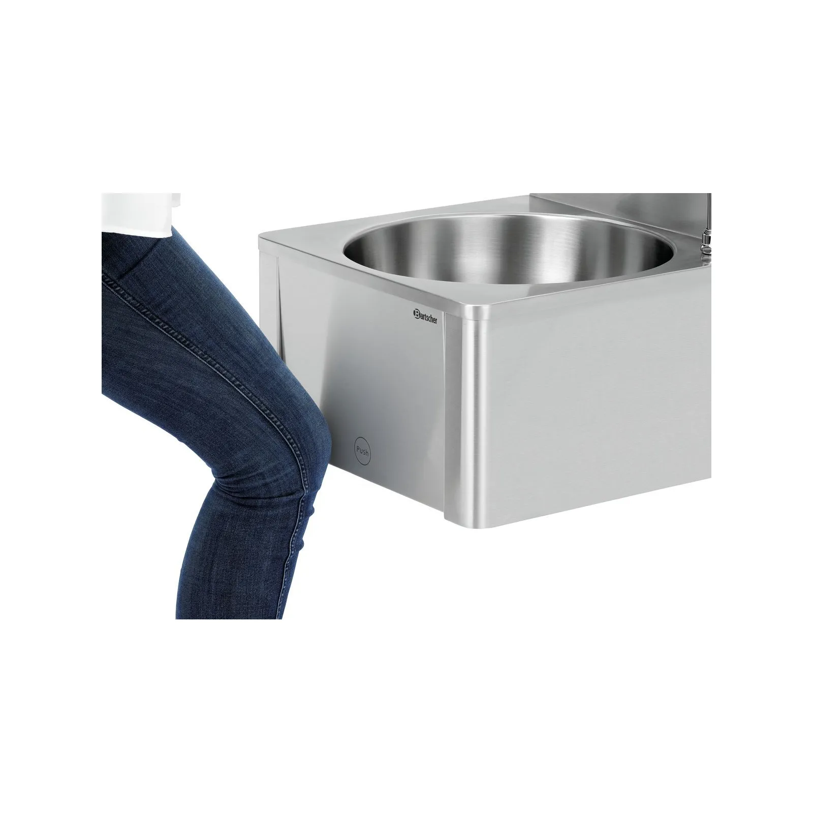 Bartscher 401621 Handwaschbecken W10-KB Plus Ansicht Wasserhahn Steuerung mit Knie