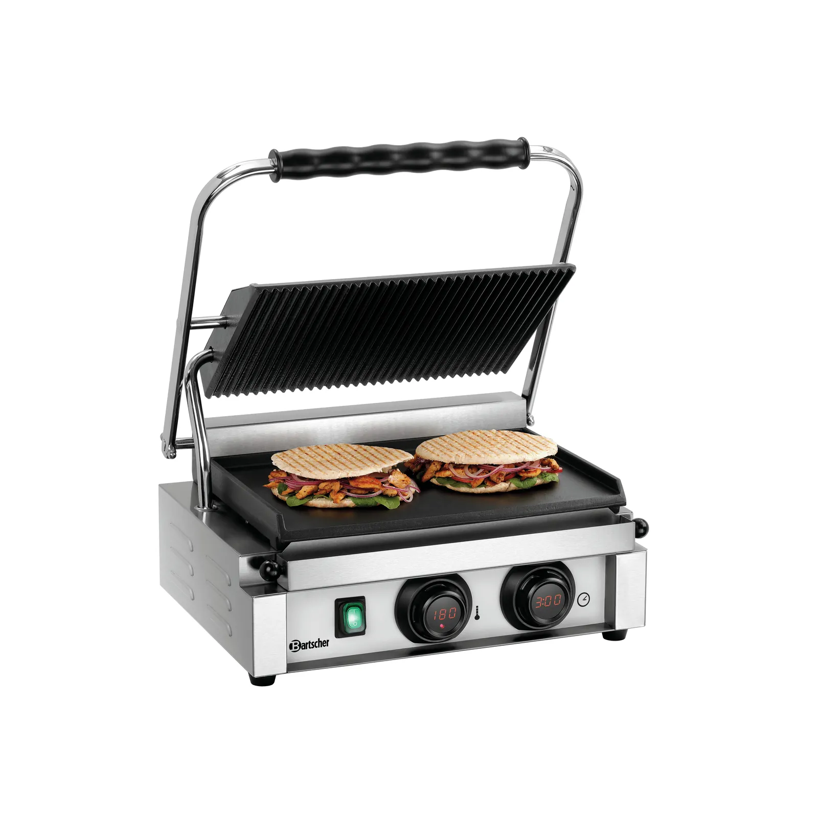 Bartscher A150976 Kontaktgrill Ansicht Komplett mit Essen