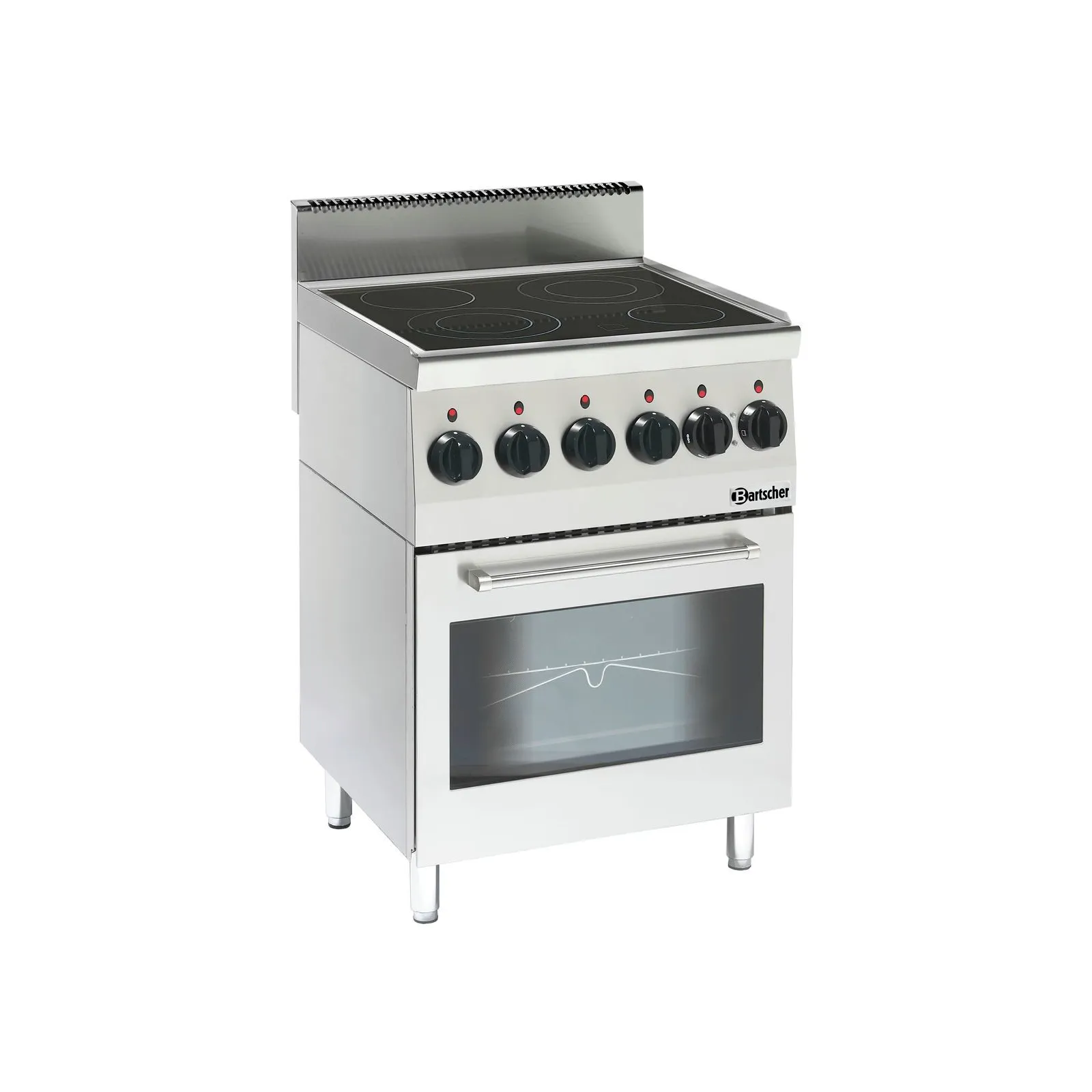 Bartscher 132870 Elektroherd B600 4Felder EBO, Elektroherd, Induktionskochfeld, Stahl, Vier-Kochfelder, Backofen