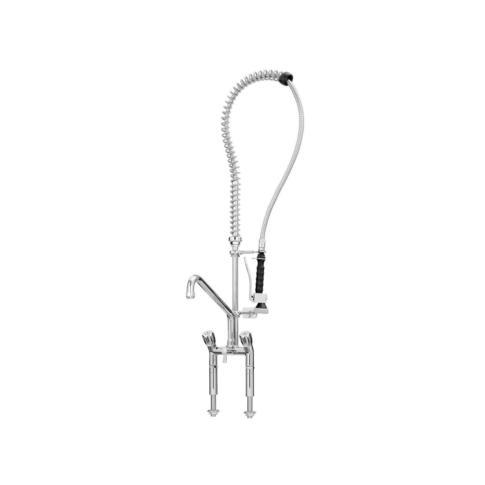 Bartscher 400137 Zweigriffmischer 40L-1802B Ansicht Komplett, kitchen faucet, pull-down faucet, spray hose, stainless steel, kitchen tap
