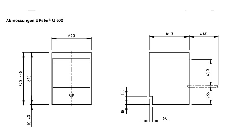 Meiko Maßzeichnung UpsterU500