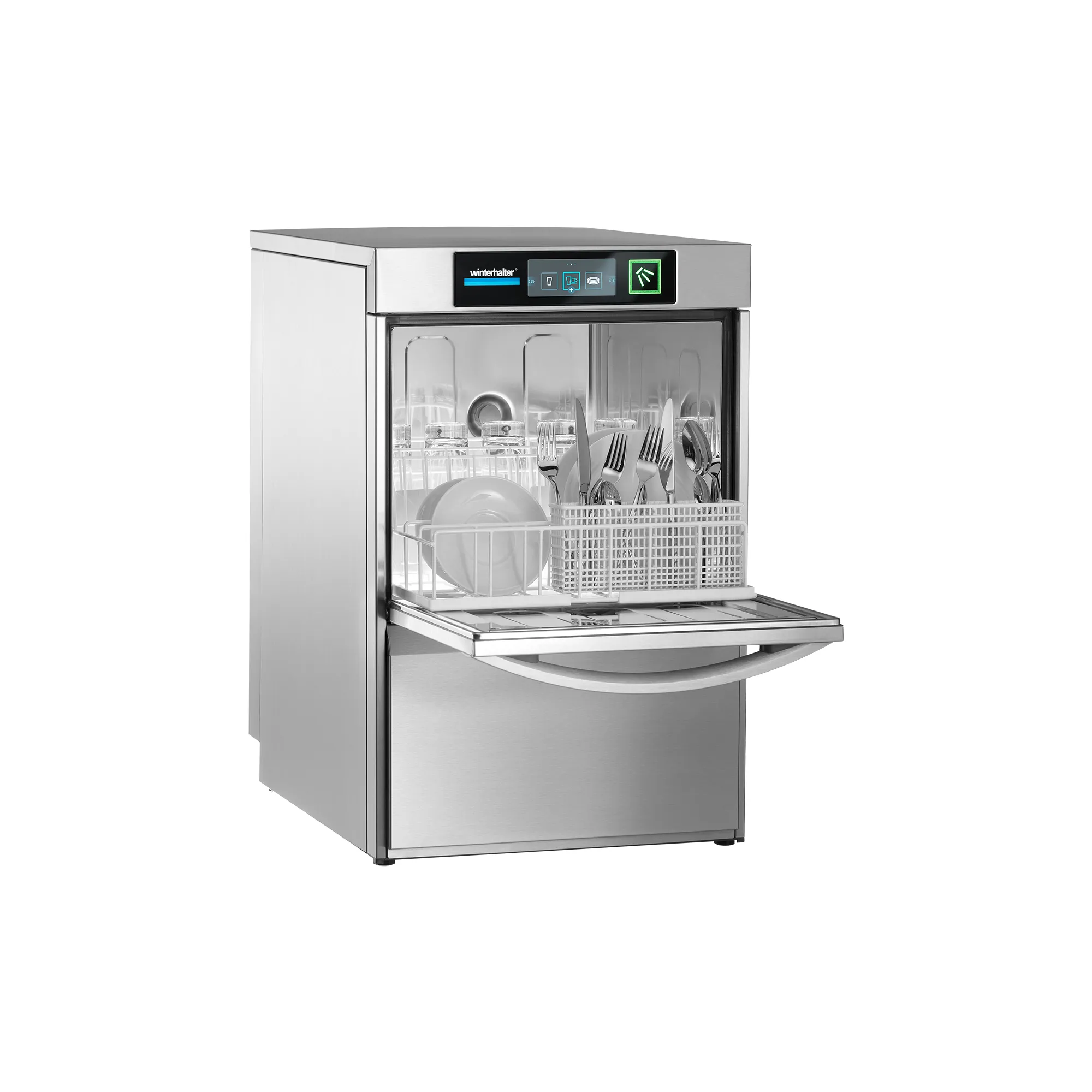 Winterhalter UC-S Bistrospuelmaschine, Geschirrspüler, Spülmaschine, Stahlgehäuse, Frontlader, Spülmaschinen-Front, Geschirrspüler, Spülmaschine, Kombiintegrated, Edelstahl, Glasfront
