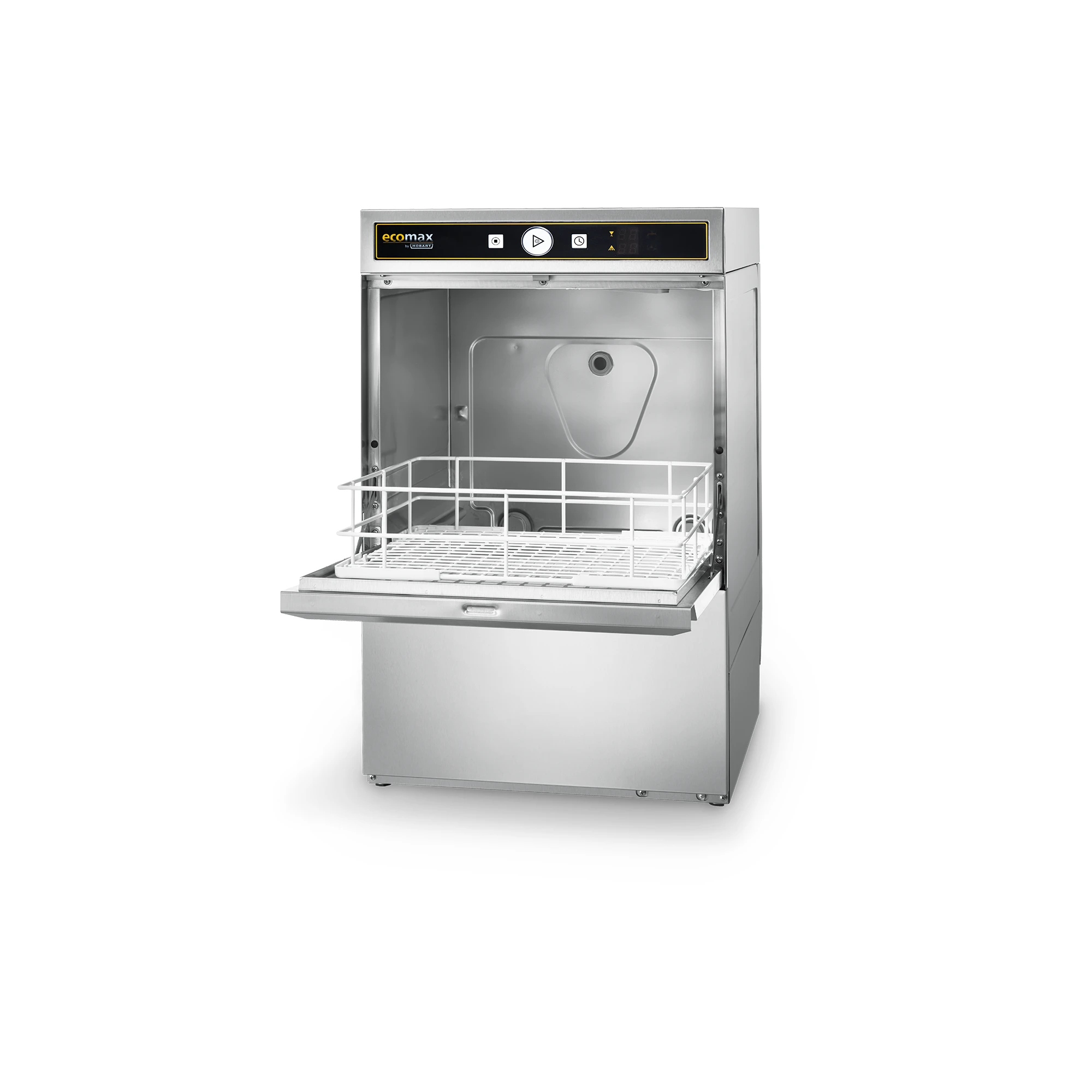 Ecomax G404 Glaeserspuelmaschine geoeffnet mit Bistrospuelkorb