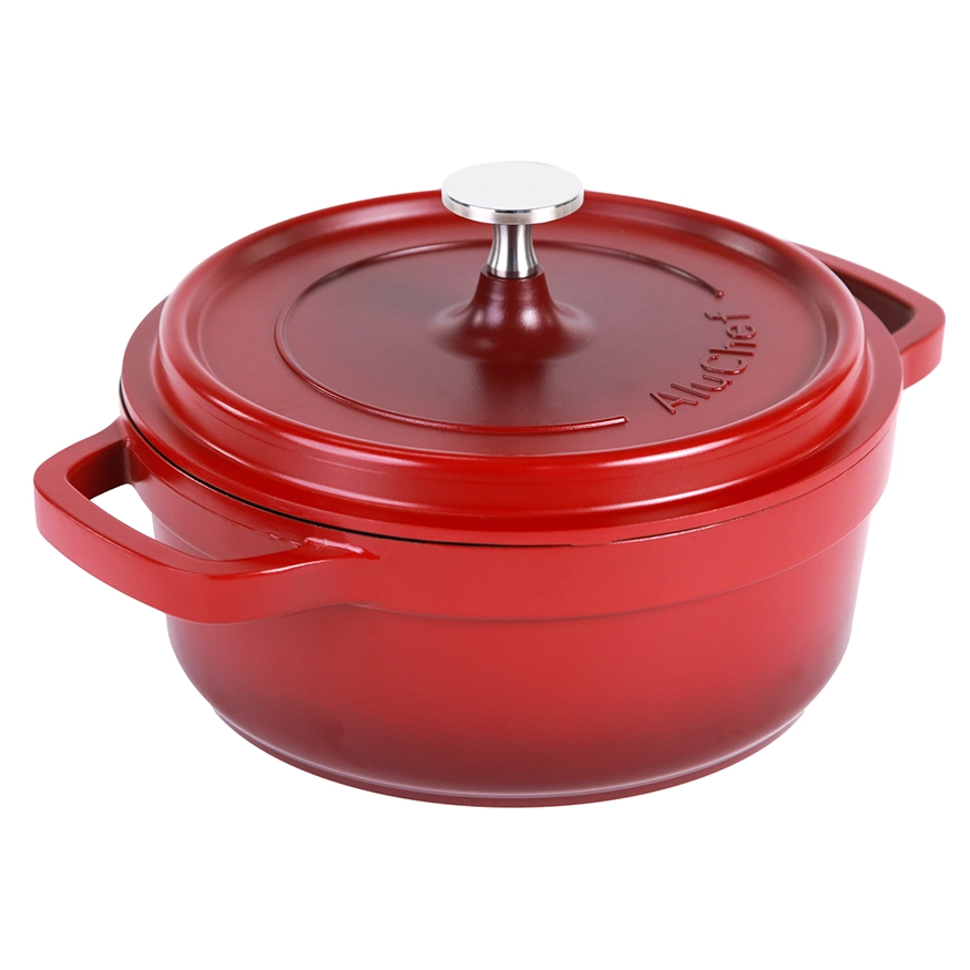 Contacto AluChef Kasserolle Aluminiumgussdruck Knopfgriff aus Edelstahl rund rot 6980209