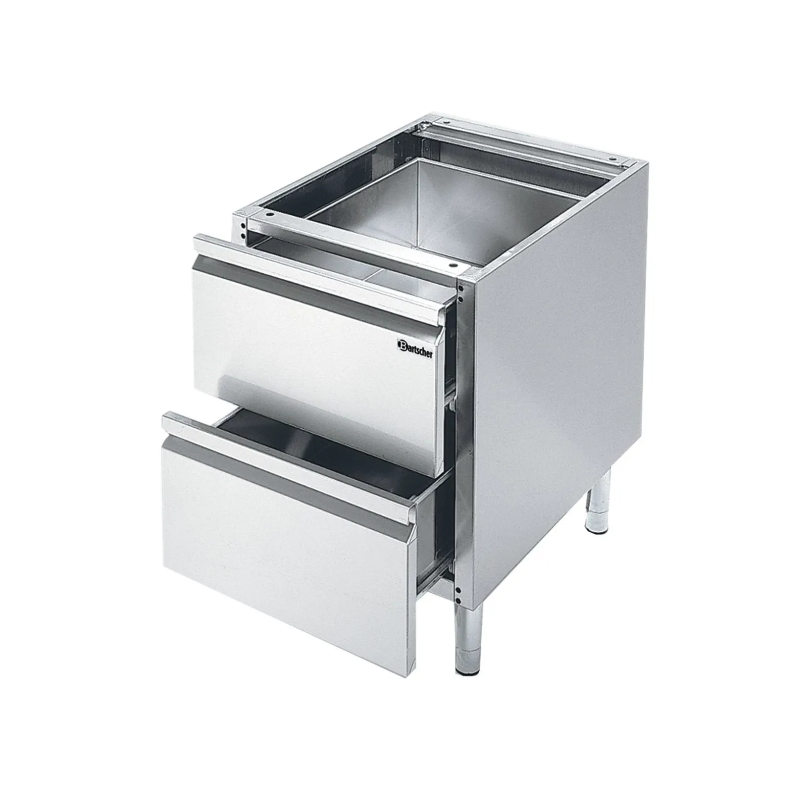 Bartscher 131954 Unterbau 600 B400 2 SL, Küchenschrank, Schubladeneinheit, Edelstahl, Metallmöbel, Industrielles Design
