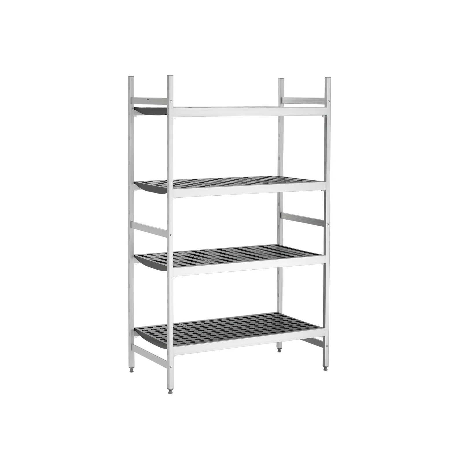 Bartscher 603150 Regalsystem Kit 2 B1080 Ansicht Komplett leer, Metallregal, Lagerregal, Stahl, Gitterboden, Mehrstufig