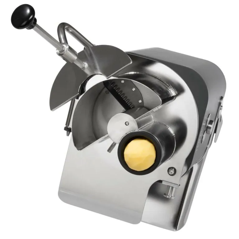 FEUMA 411111 Gemueseschneider TED Gourmetaufsatz mit Kartoffel, Schneideinrichtung, Käse-Schneidemaschine, Metall, Manuelle Käseschneidemaschine, Blecheimer-Design