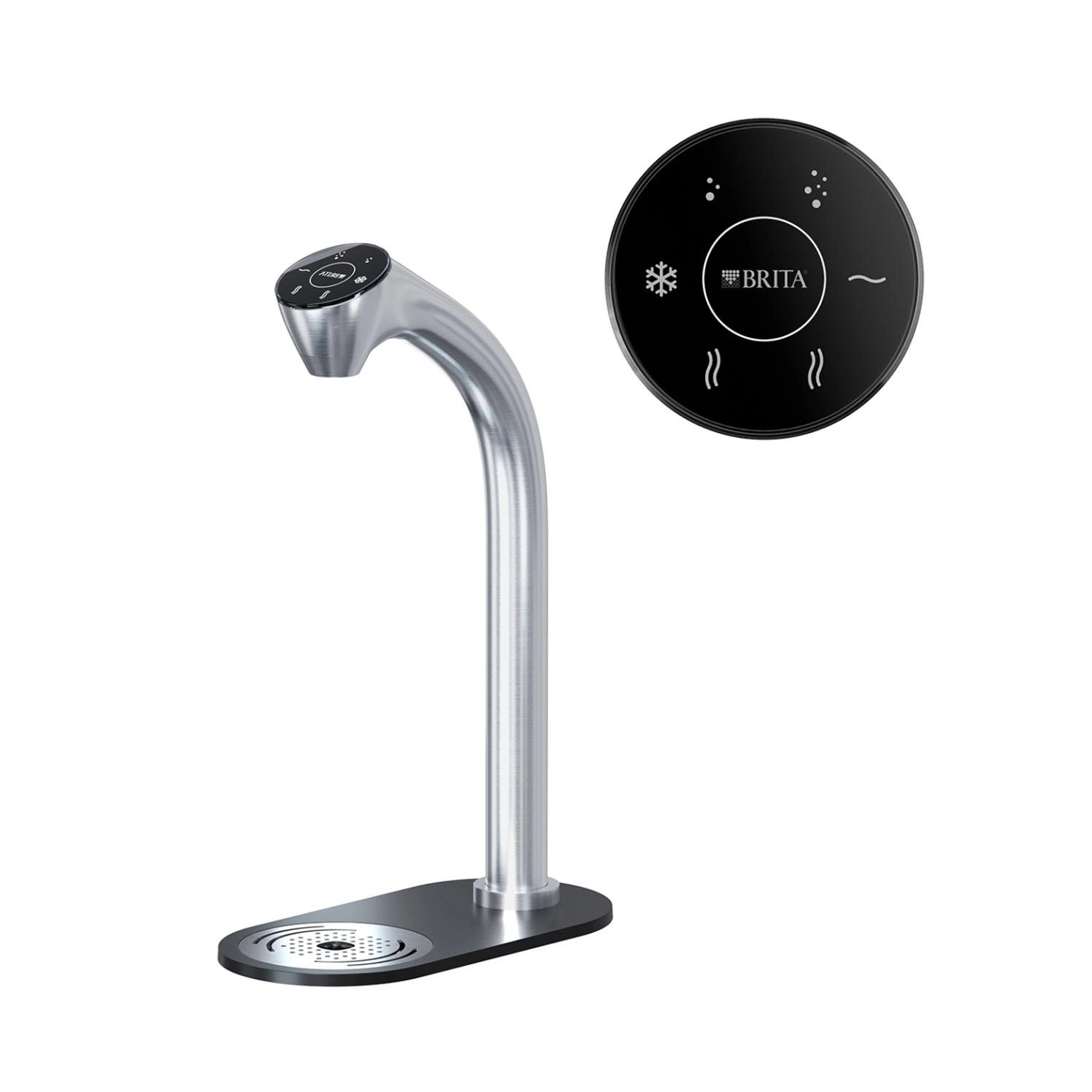Brita Extra Wasserspender C Tap Still, heiss und sprudelnd komplett mit Detailansicht Display
