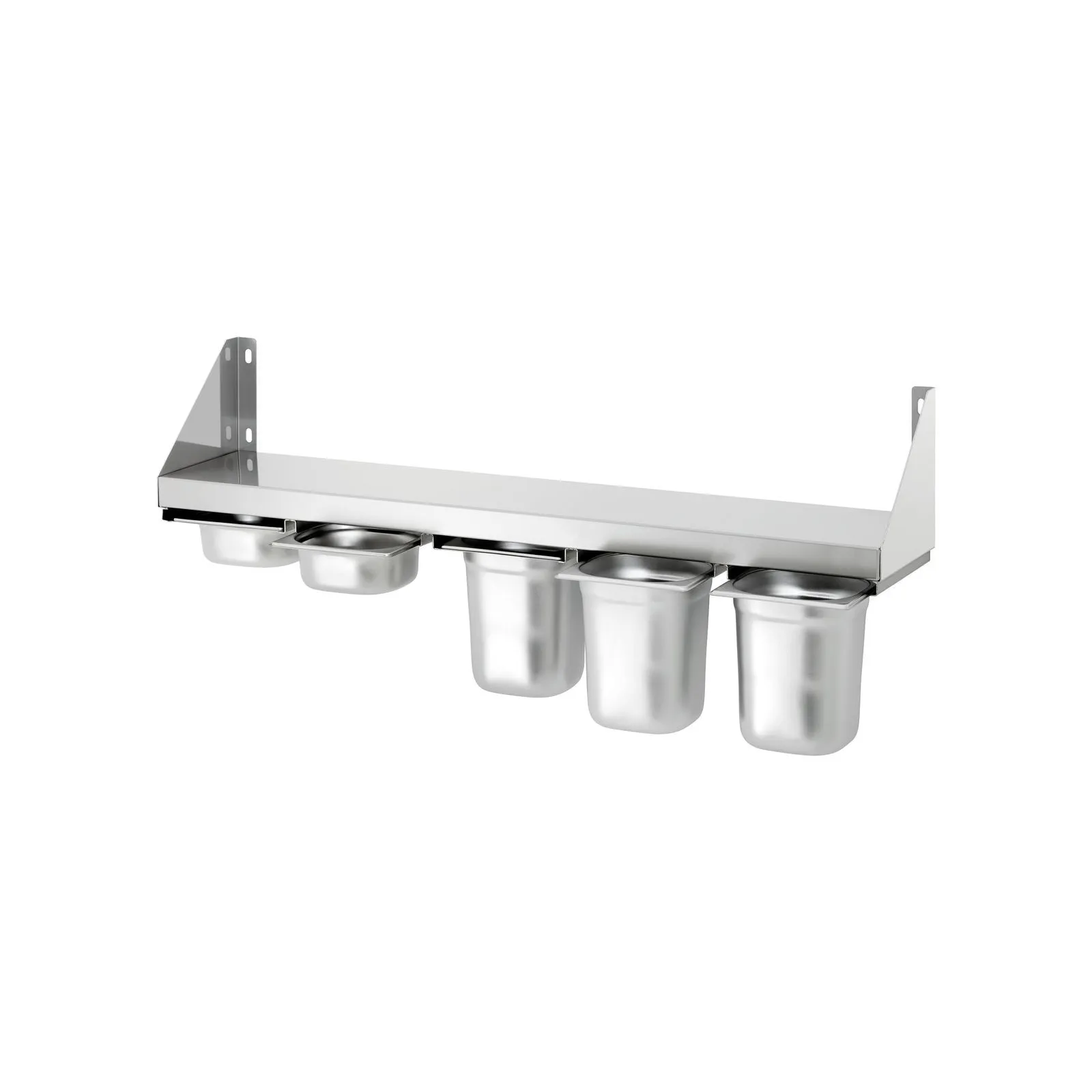 Bartscher 389100 Gewürzbord 5x1/6GN, kitchen shelf, spice rack, wandmontiert, Edelstahl, Behälter