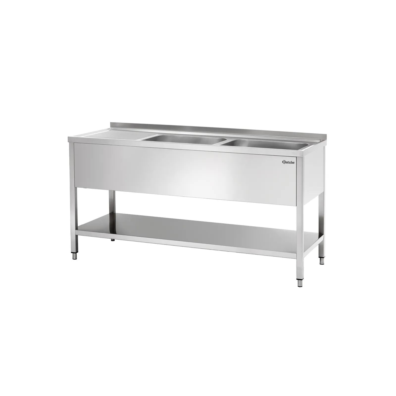 Bartscher 306600 Spüle 700 B 1600 2 Becken RE Ansicht Komplett