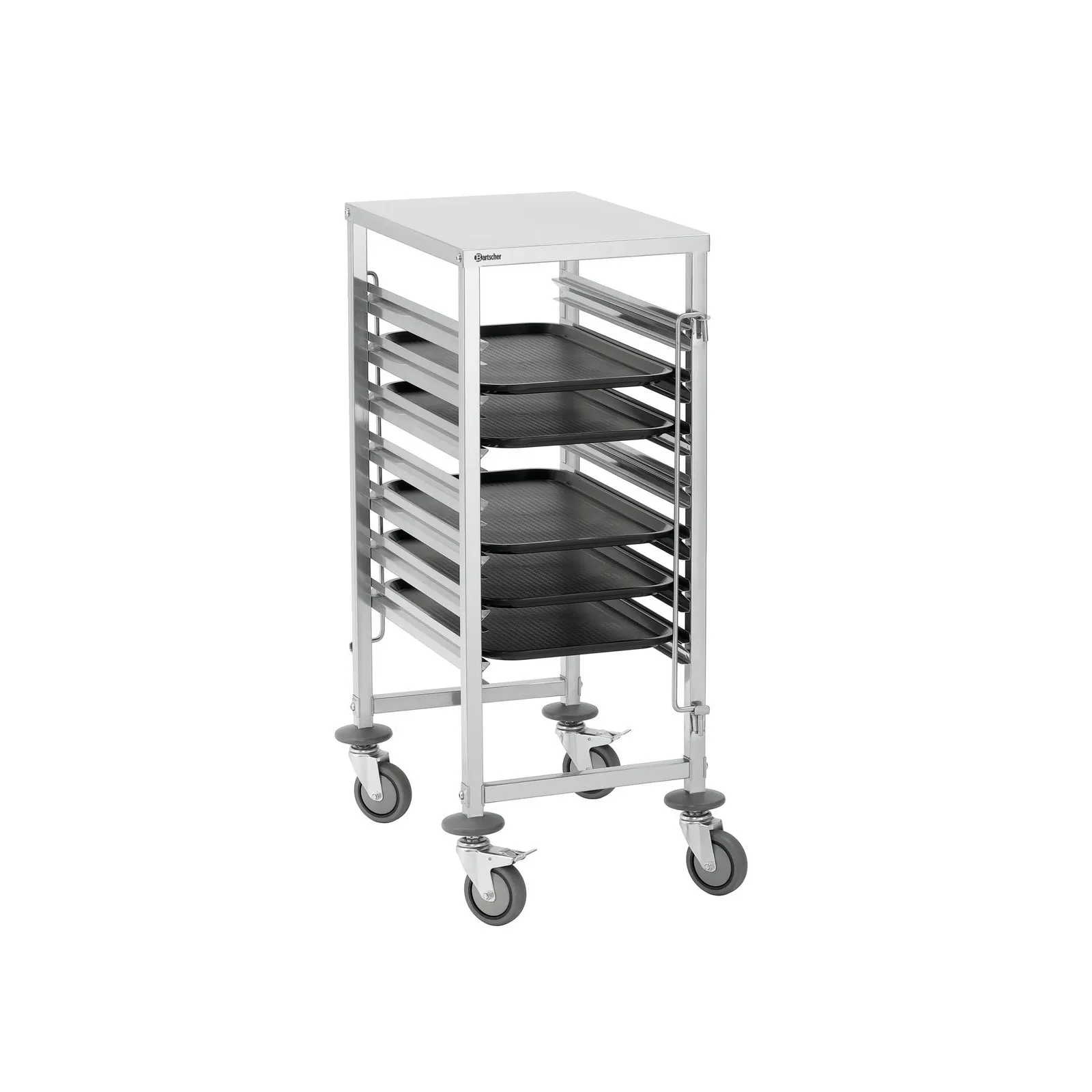 Bartscher 701053 Tablett GN110-S Ansicht im Tablettwagen, Backblechwagen, Rollwagen, Edelstahl, Rollkarre, Backblechschublade