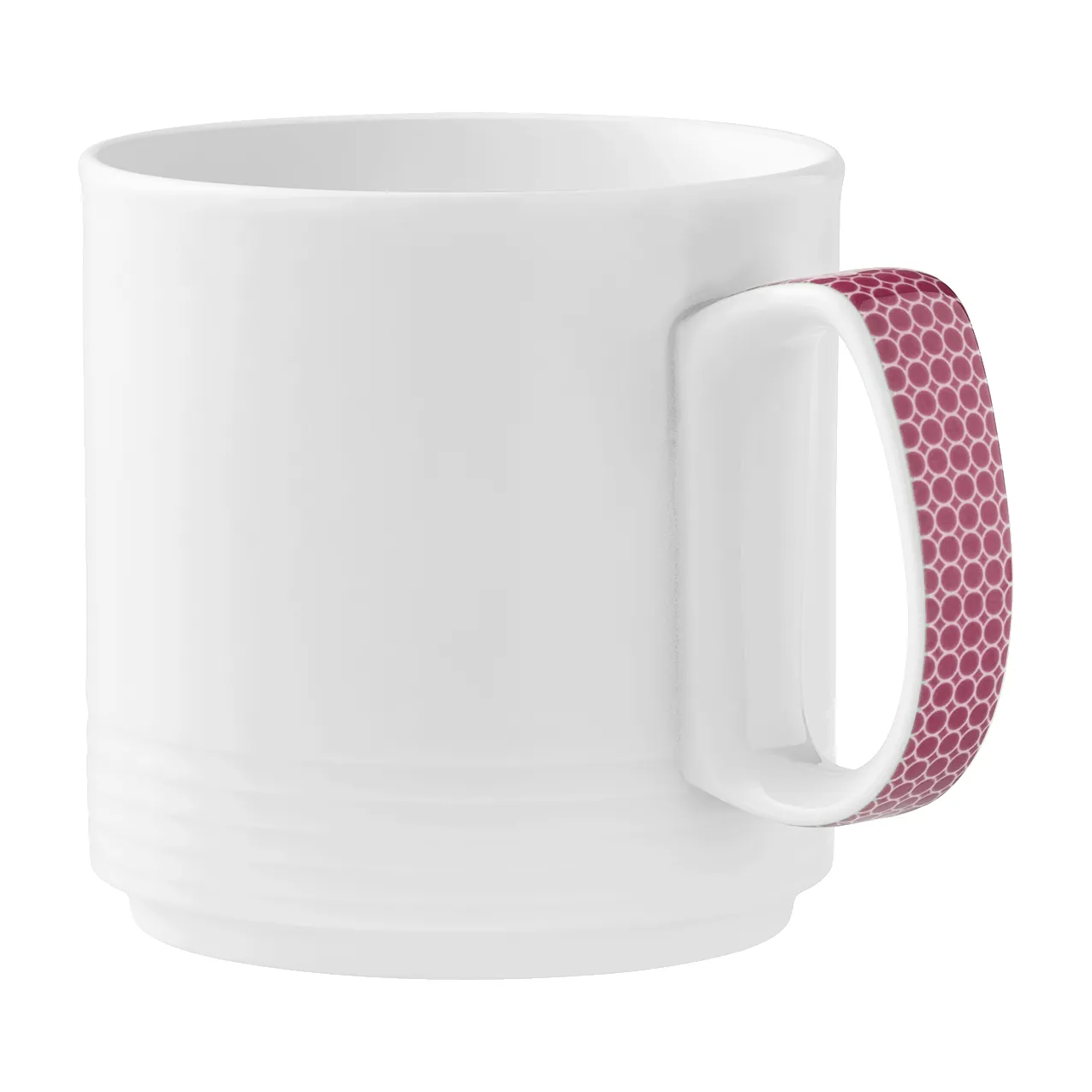 Bauscher Care Invita Dialog Spezialbecher seitlich_Himbeerrot_680532611490069 Tasse Kaffeetasse Weiß Hochglanz Griff rot