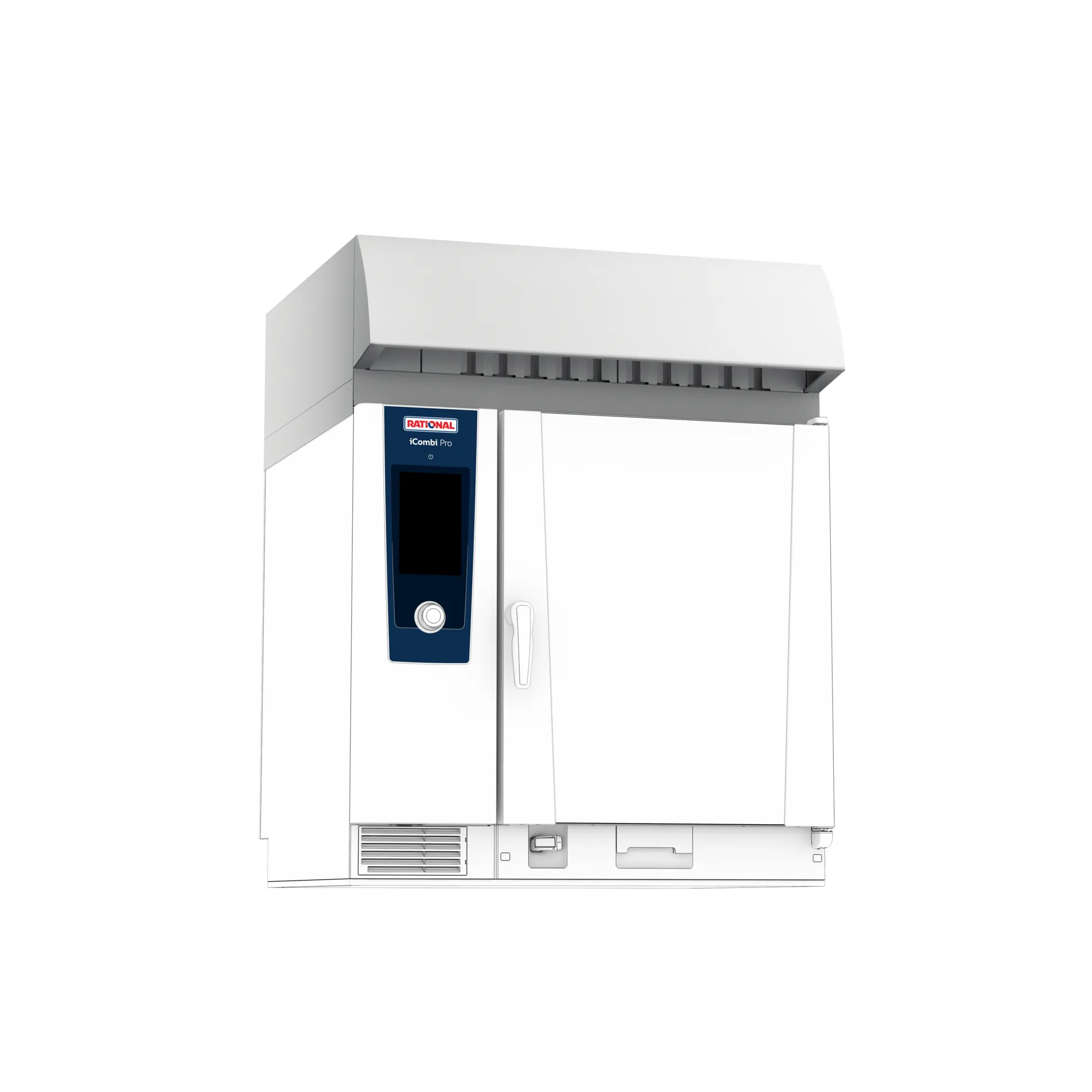 Rational 60.75.143 UltraVent® Plus Kondensationshaube fuer 2/1 GN, Kühlkombi, Kühlschrank-Kombination, Gewerbekühlung, Stahlweiß, Digitaler Controller