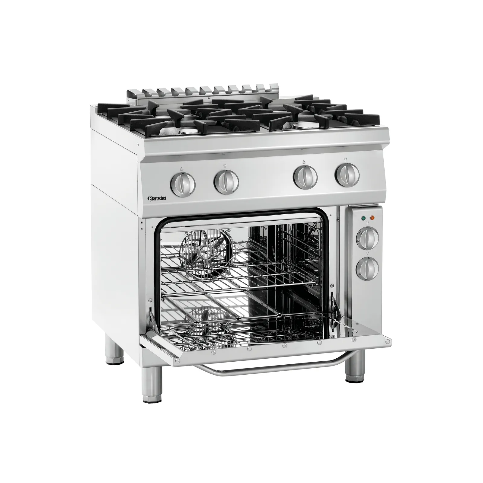 Bartscher 2851241 Gasherd 70040 EB11 Ansicht Komplett, offen, Gasher?, 4 Brenner, Edelstahl, Backofen, Gasherd