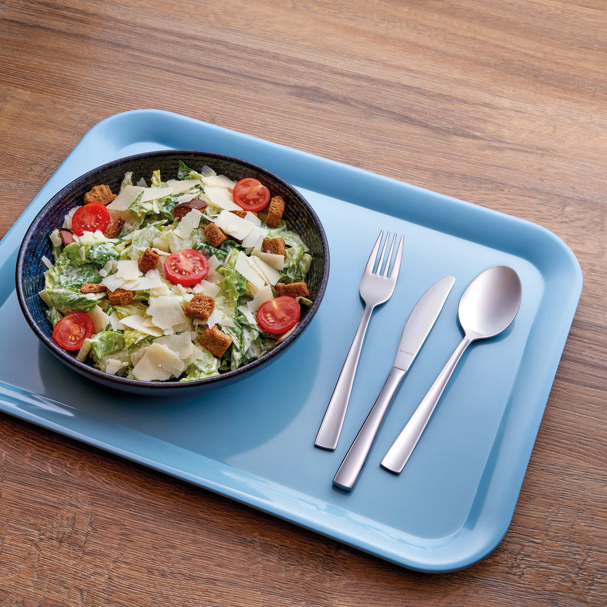 Amefa Atos Impression Tablett, Salat, Caesar-ähnlich, Tomate, Croutons, Käse