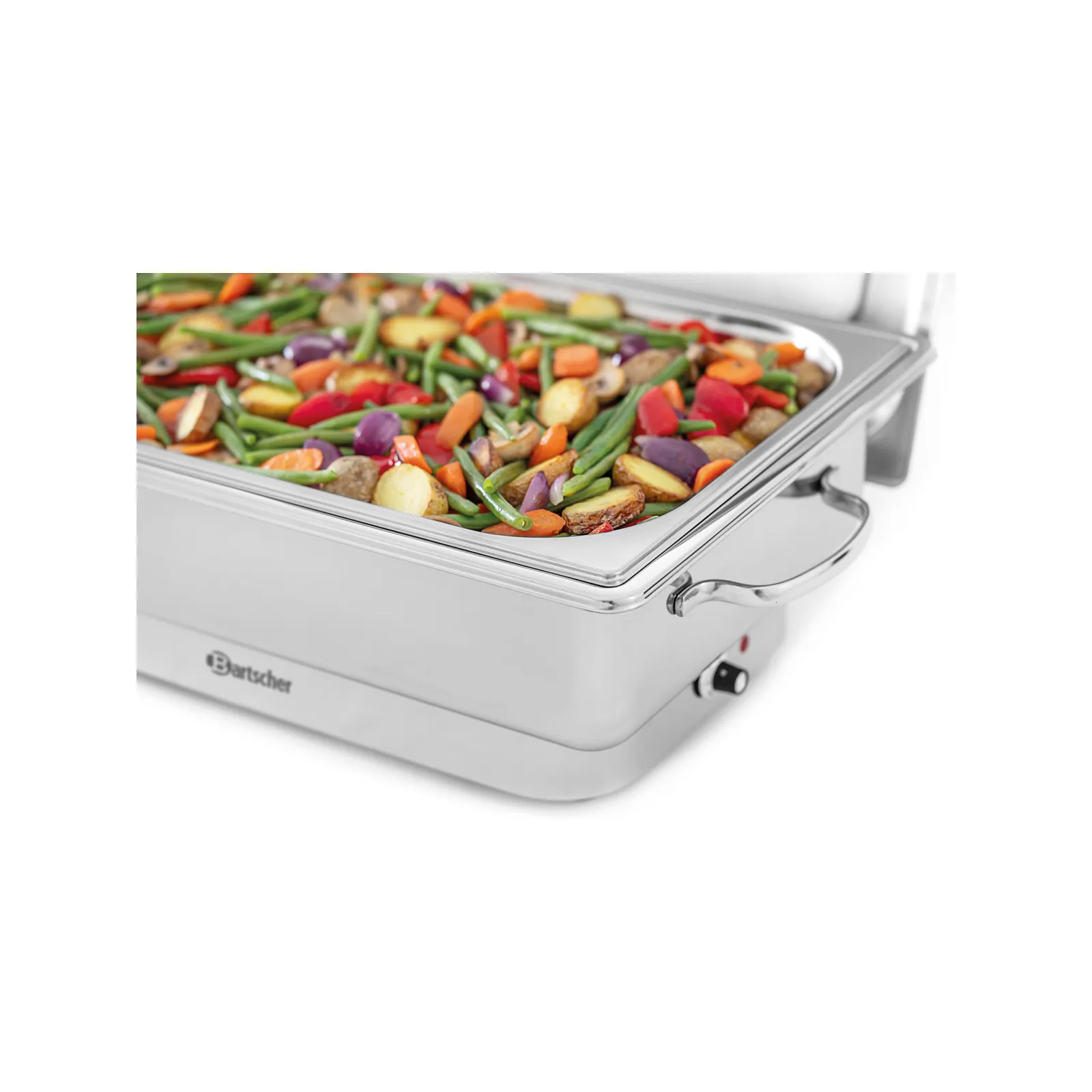 Bartscher 500831 Chafing-Dish 1/1 1000 E Nahansicht geöffnet mit Essen