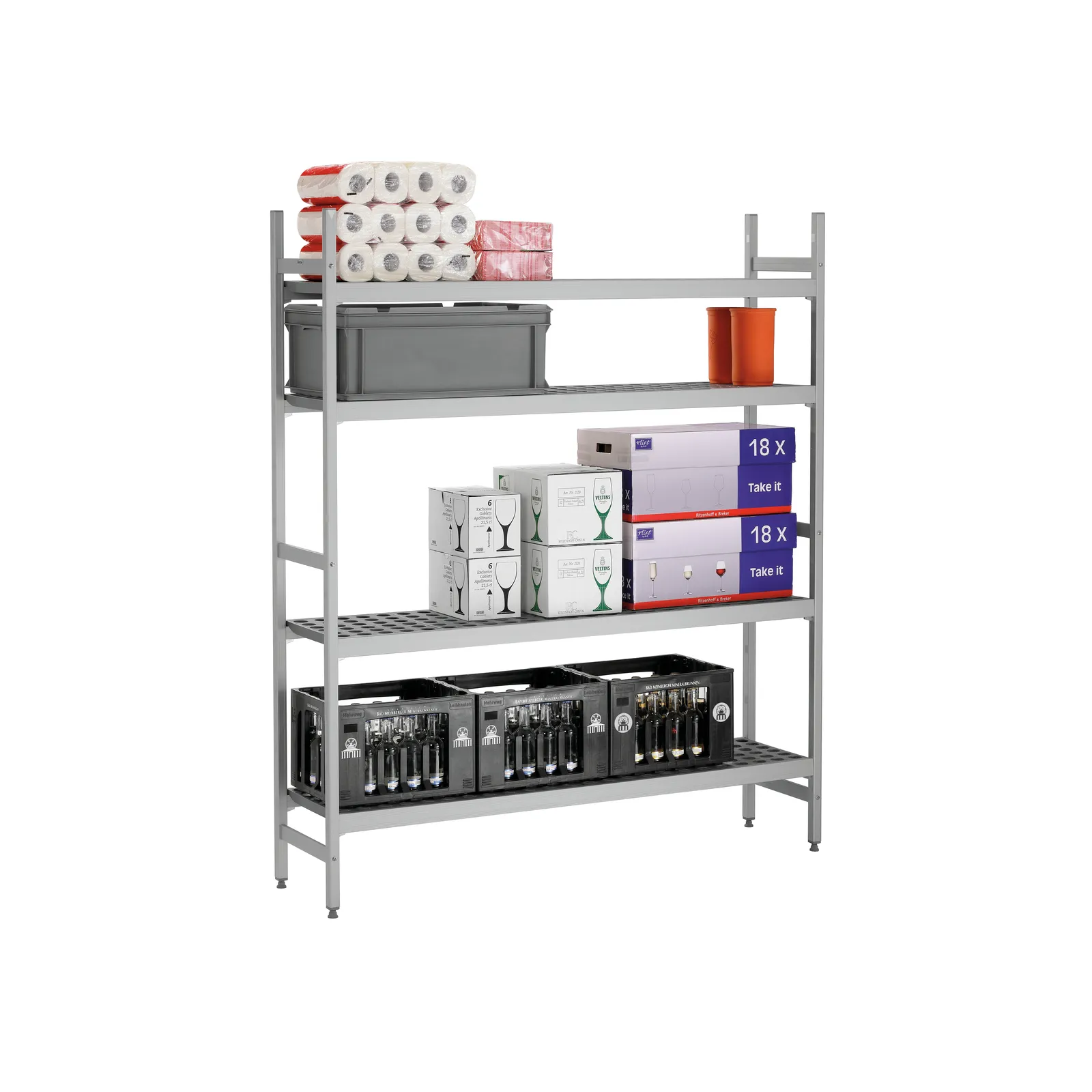 Bartscher 603152 Regalsystem Kit 3 B1500 Ansicht Komplett gefüllt