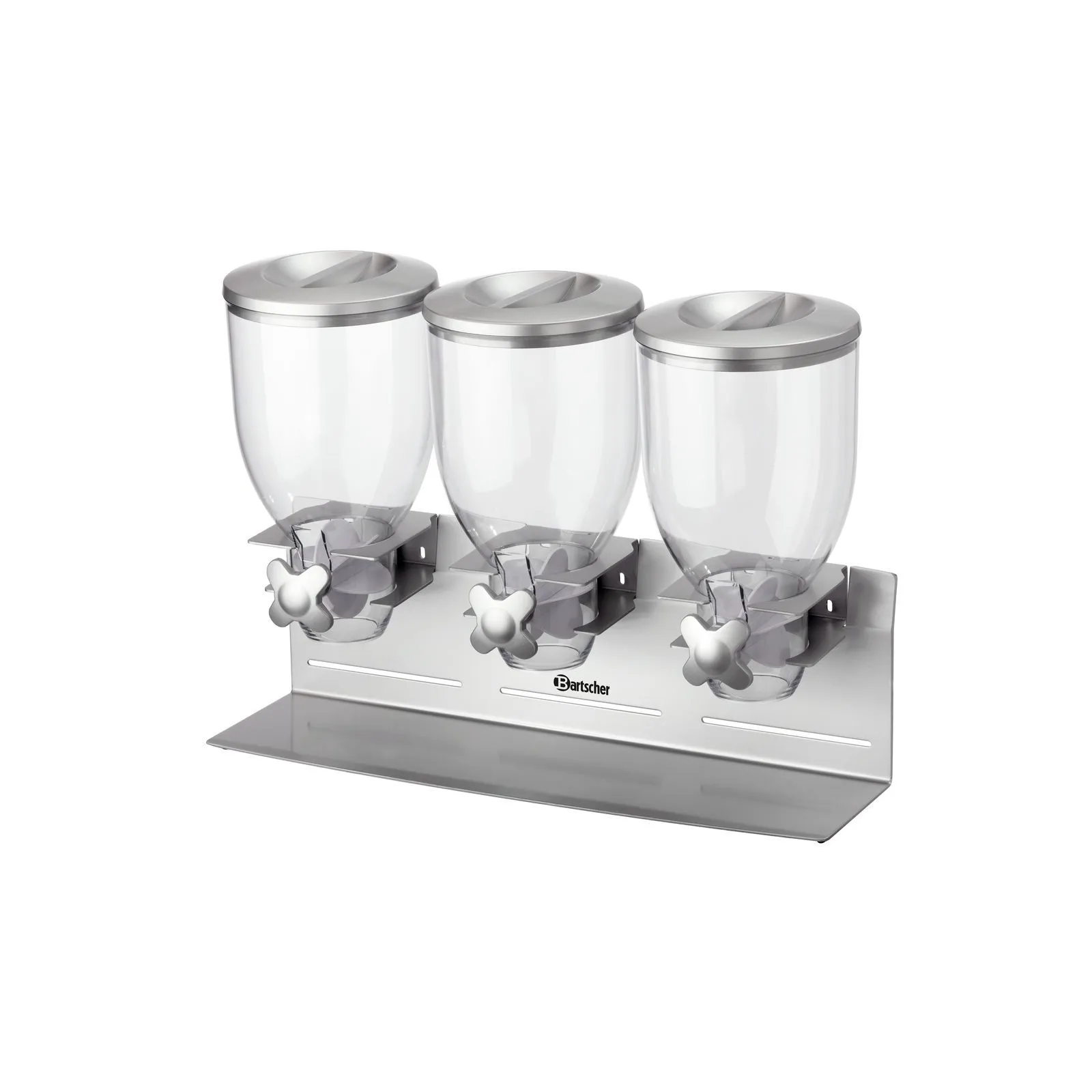 Bartscher 500379 Cerealienspender 3-fach Ansicht Komplett leer, Dispenser, Siphon, Glasbehälter, Getränkespender, Dreier-Set