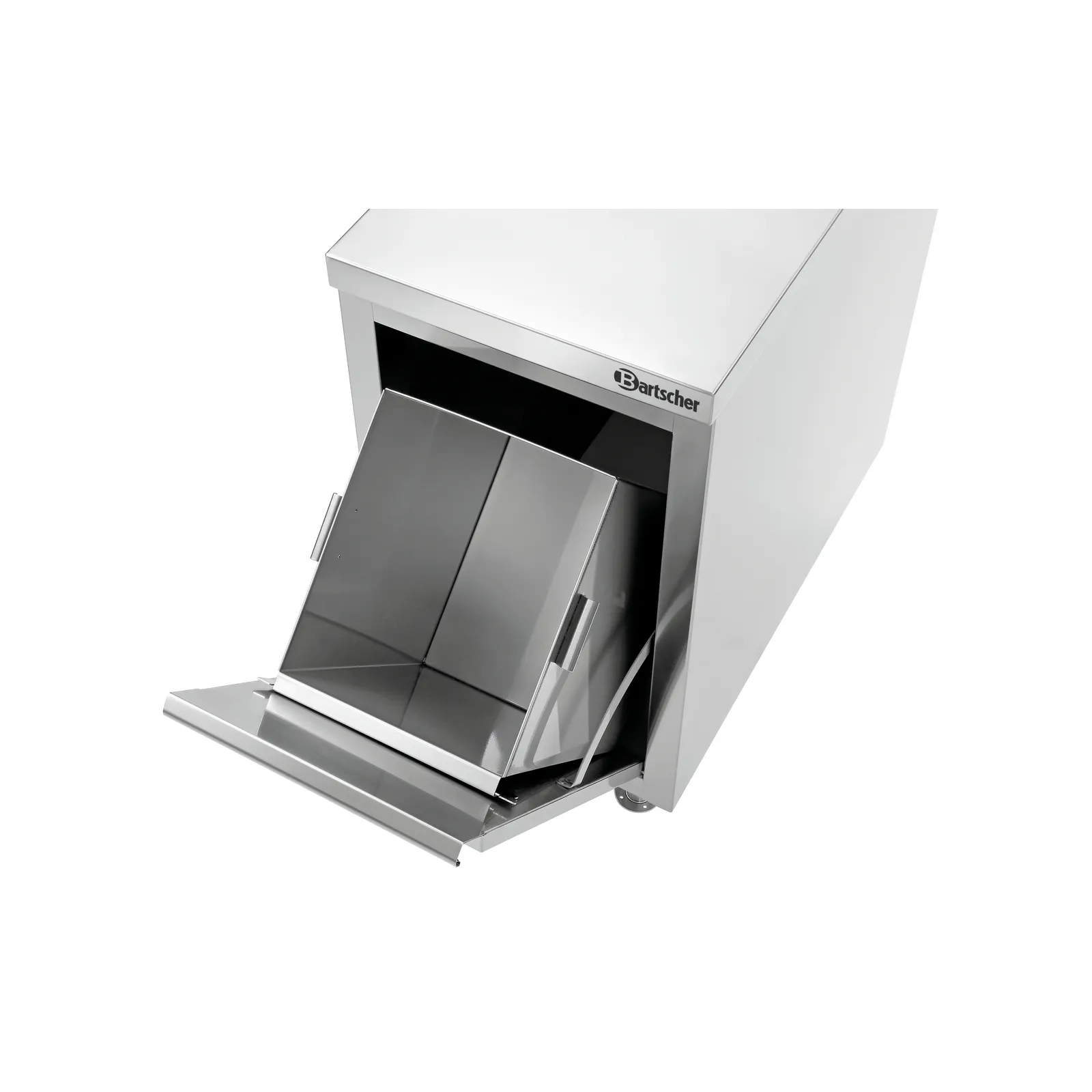 Bartscher 316347 Abfalleimerschrank 700A1 Ansicht von oben, geöffnet, Schubladenauszug, Küche Abzug, Edelstahl, Metallisch, Markenlogo