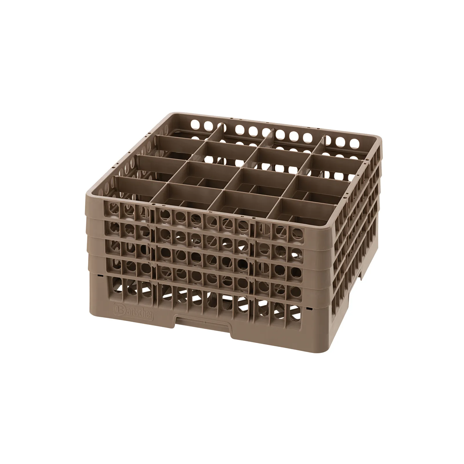 Bartscher 5321 Gläserkorb 16 Fächer, Geschirrkorb, Kratzenfrei, braun, Kistenkorb, Halterungslagerung