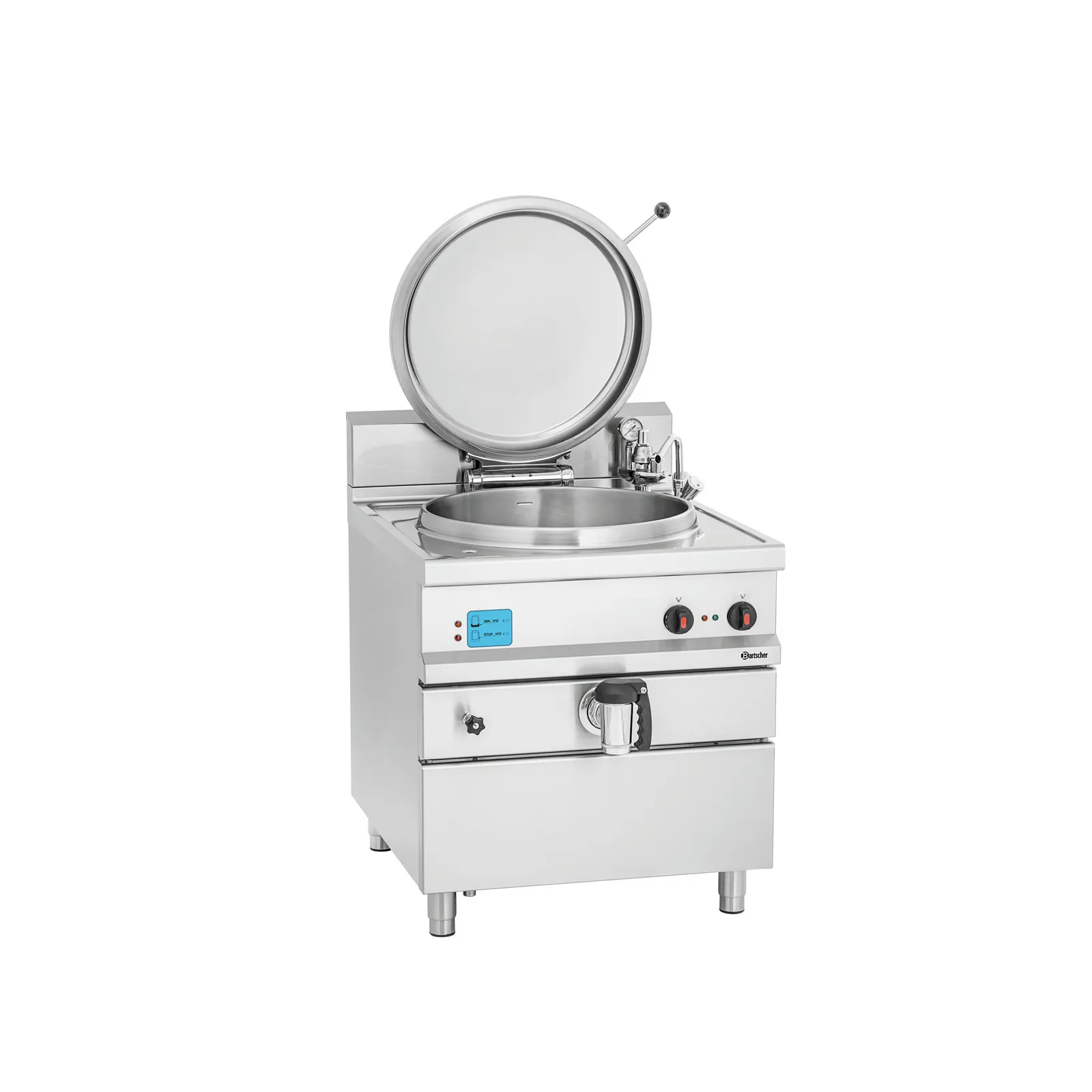 Bartscher 280015 Kochkessel E113L Ansicht Komplett, offener Deckel