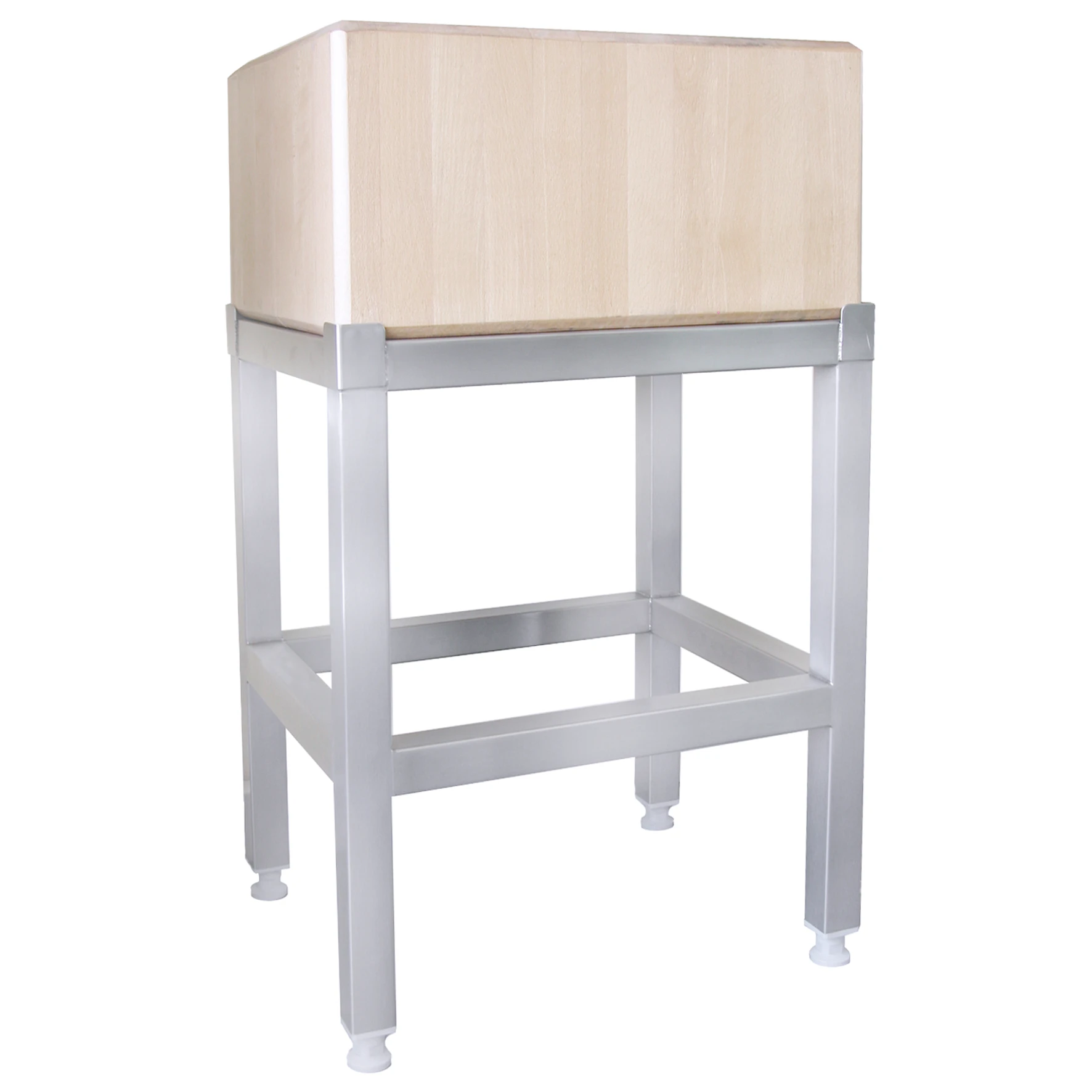 Contacto Hackblock Holz aus verleimter und verzahnter Weißbuche ohne Spannreifen auf Untergestell