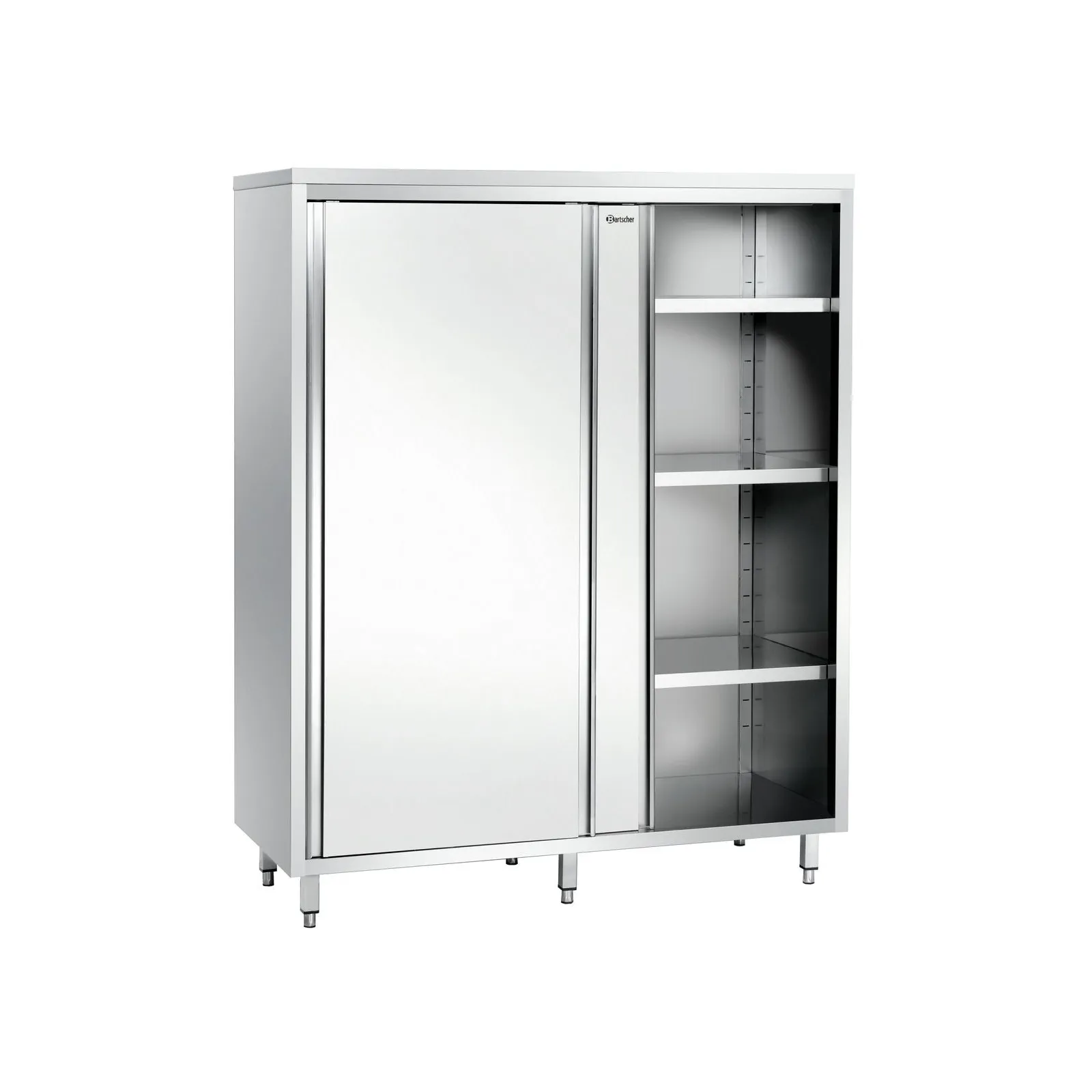Bartscher 398120 Hochschrank 600 B1200 2ST CNS Ansicht Komplett Tür geöffnet, Schrank, Spülenschrank, Metall, Glasschrank, Glastür