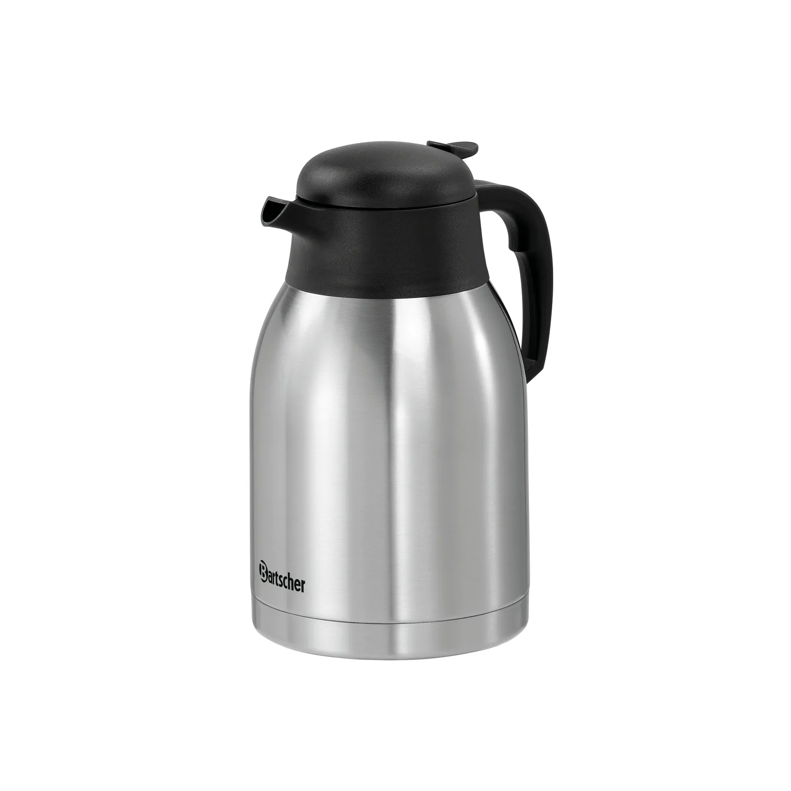 Bartscher 190116 Isolierkanne 2L-ST Ansicht Komplett, Thermos, rostfreier Stahl, Kaffeekanne, Auslauf, Griff