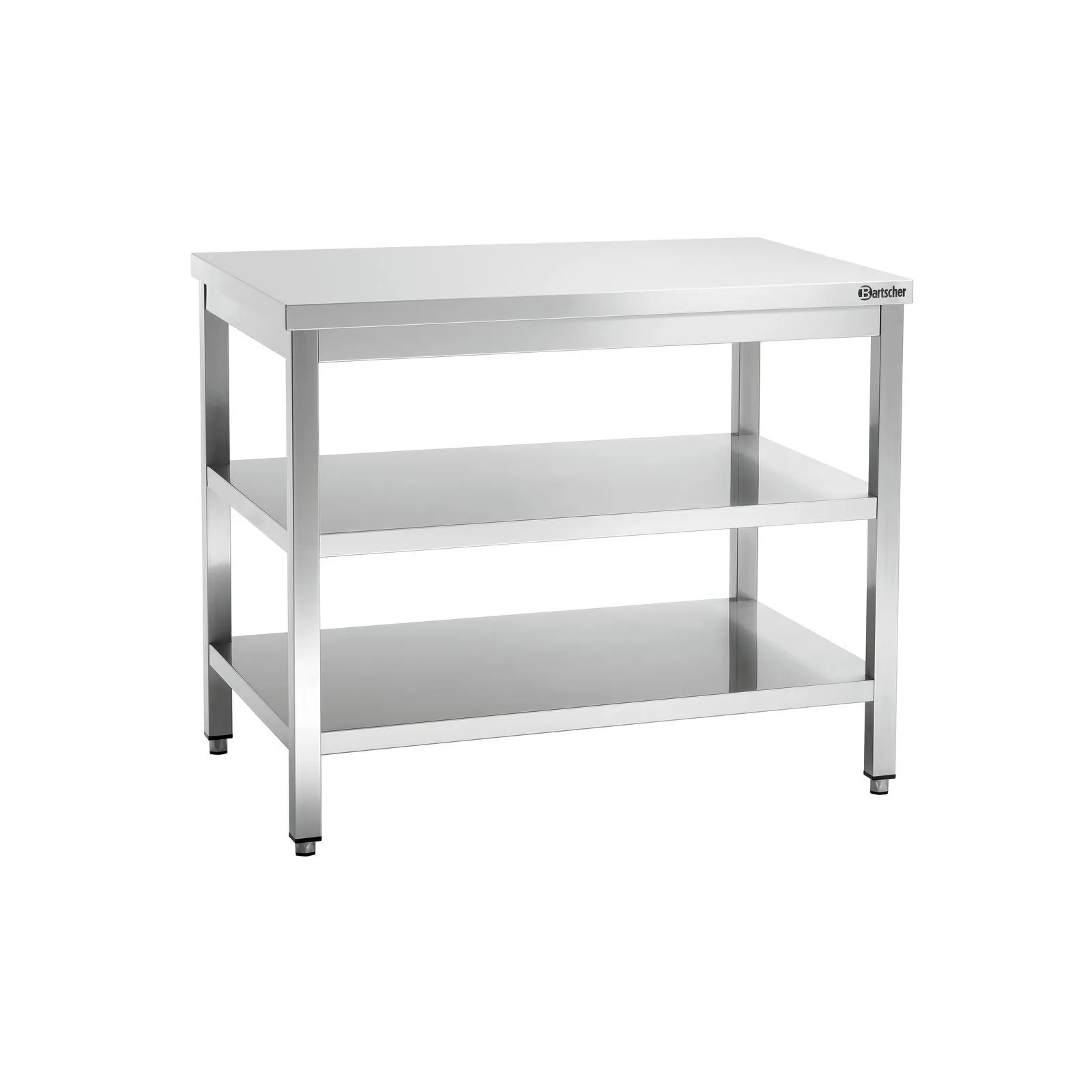 Bartscher 310107 Zwischenboden 1000 Ansicht eingebaut, Edelstahl-Tisch, Küchentisch, Edelstahl, 2-Ebenen-Tisch, Werkbank