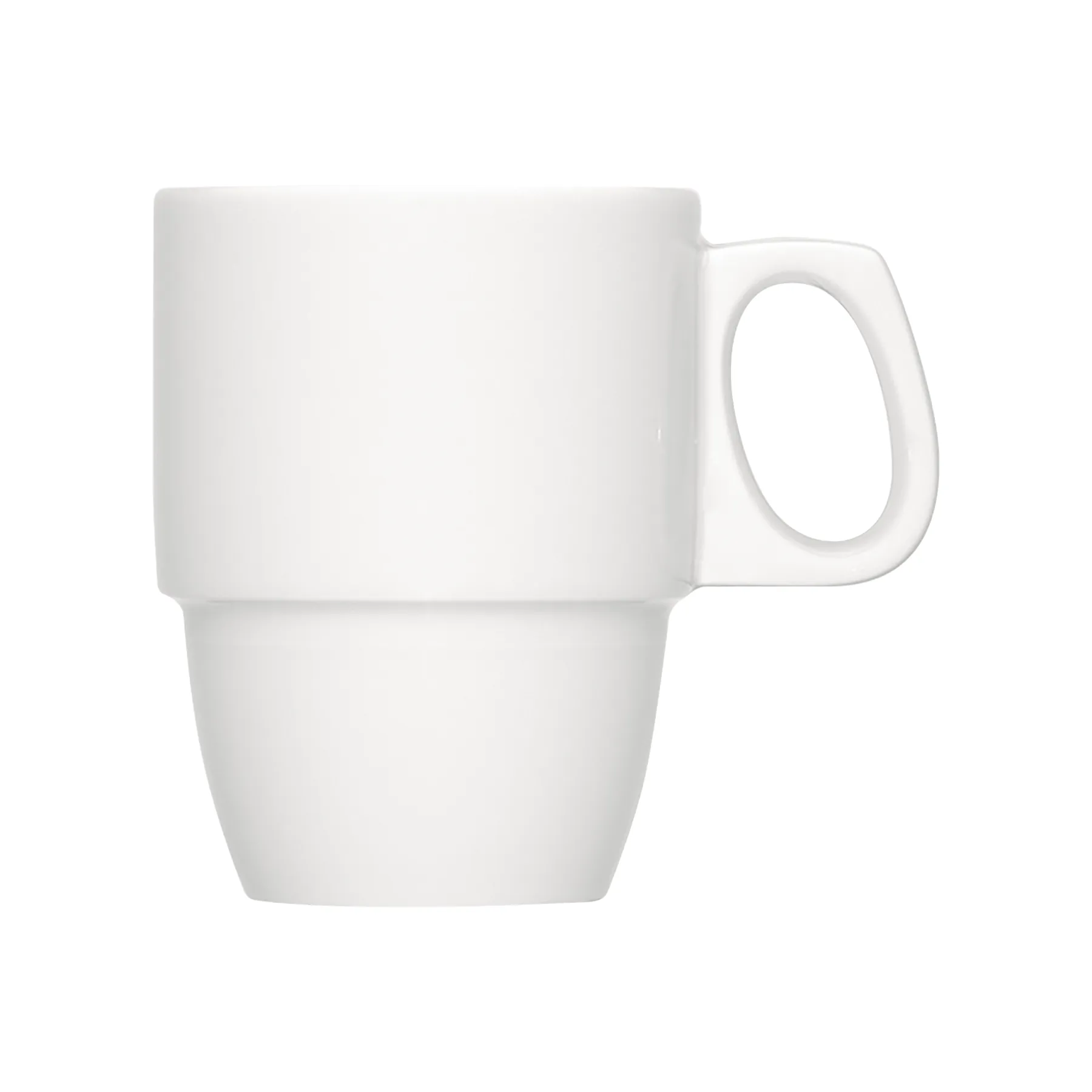 Kaffeemug, weiße Tasse, Doppelwandig, Keramik, Stielgriff