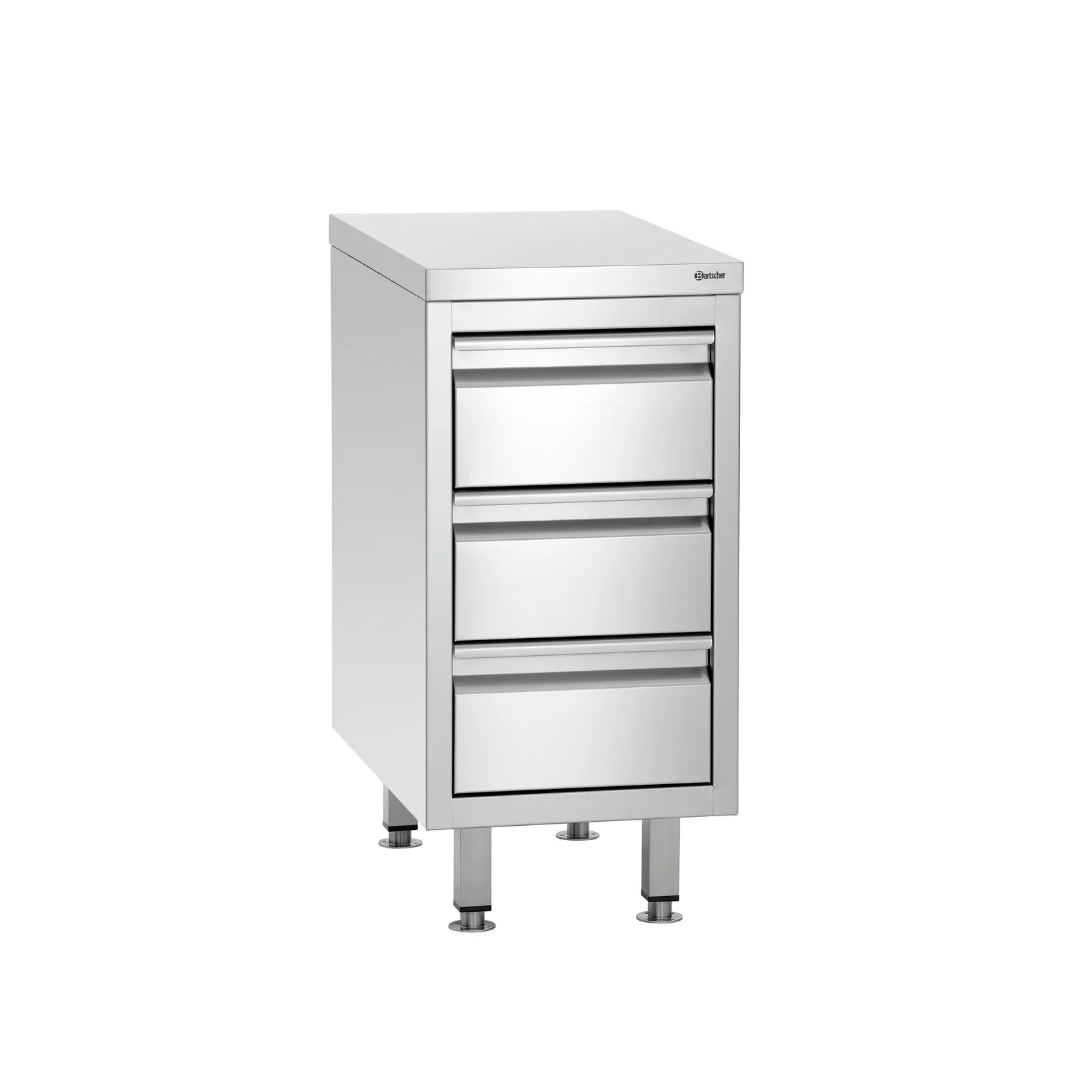 Bartscher 337307 Schubladenschrank 700S3 Ansicht Komplett, Küchenschrank, Schubladenschrank, Stahltisch, Profi-Mobil, Industrial Look