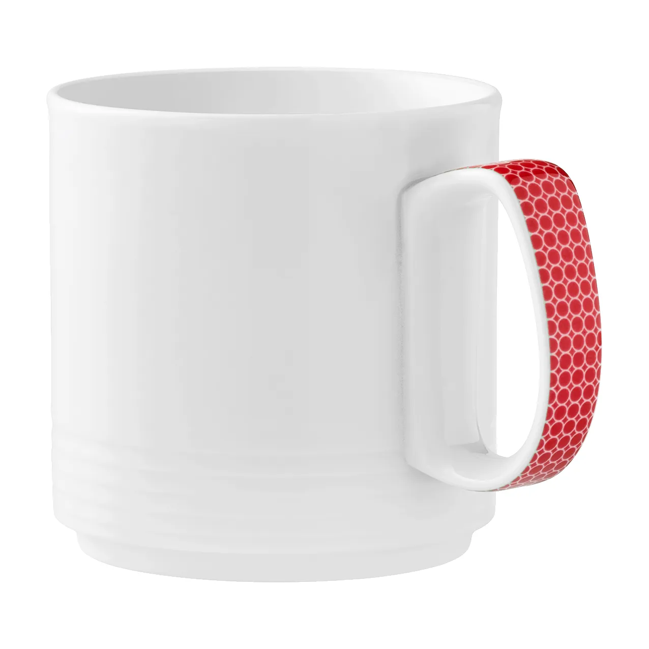 Bauscher Care Invita Dialog Spezialbecher seitlich Kirschrot Tasse Kaffeetasse Weiß Hochglanz Griff rot