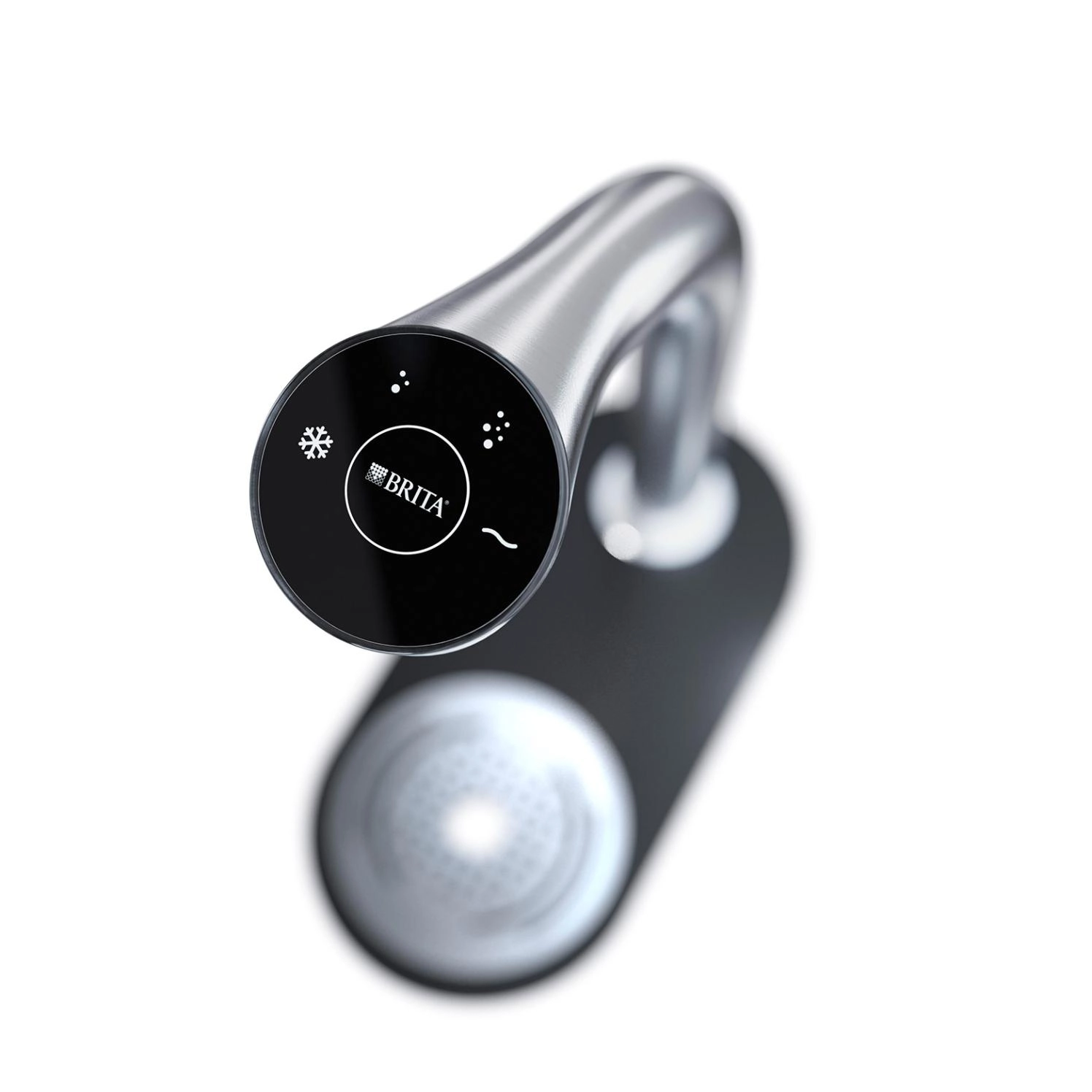 Brita Extra Wasserspender C Tap Still und sprudelnd komplett Draufsicht mit Detailansicht Display